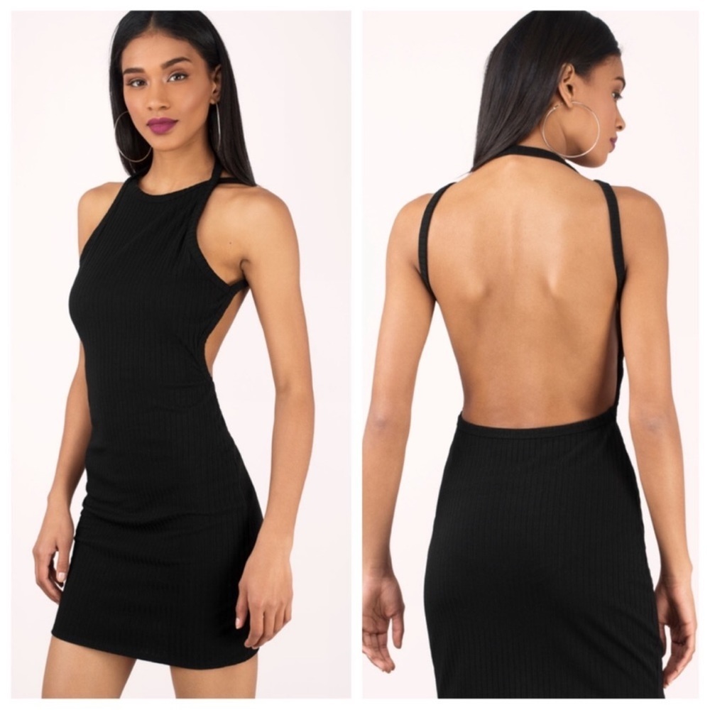 Free People FP Beach Ribbed Bodycon Open Back Dress Black CoverUp Dress Small